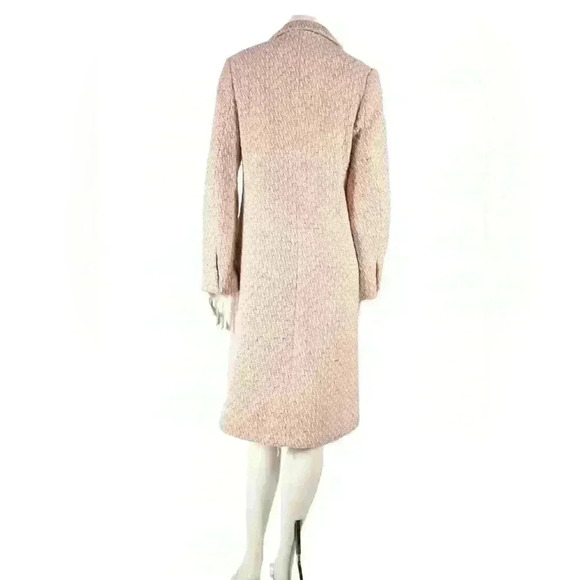 1970s CECIL GEE Pink White Mod Check  Tweed Wool Boucle Overcoat Medium Canada - Picture 3 of 12